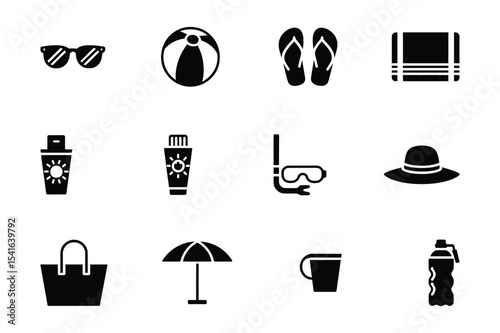 Beach Essentials Summer Fun in Silhouette