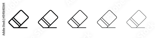 Eraser icon logo in stroke lines collection