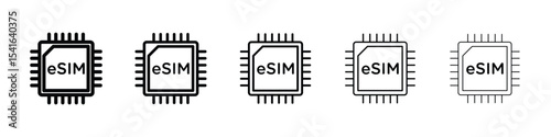 ESIM icon logo in stroke lines collection