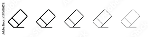 Eraser icon logo in stroke lines collection