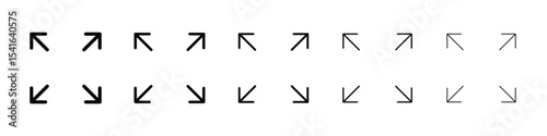 Expand arrows icon logo in stroke lines collection