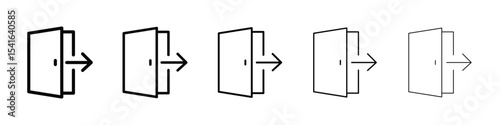 Exit icon logo in stroke lines collection