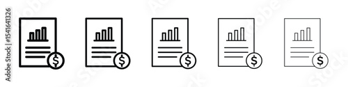 Financial report icon logo in stroke lines collection