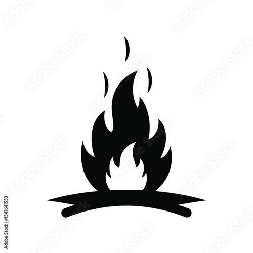 Black Silhouette Vector Beach Bonfire Icon flames