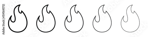 Flame icon logo in stroke lines collection