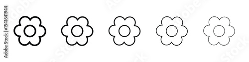 Flowers icon logo in stroke lines collection