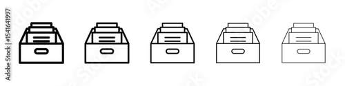 Folder box icon logo in stroke lines collection