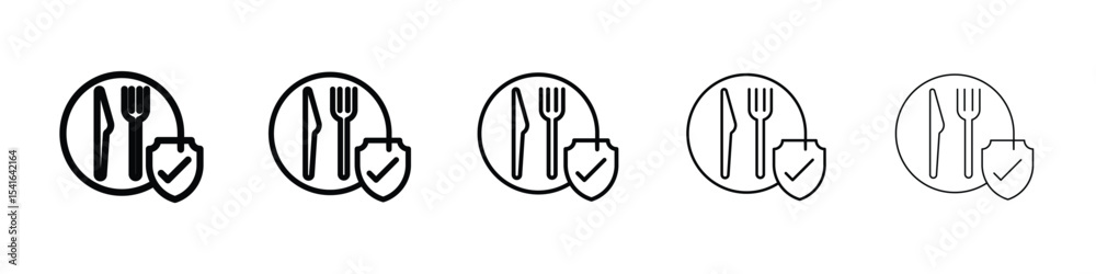 Fototapeta premium Food safety icon logo in stroke lines collection