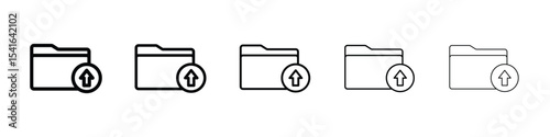 Folder upload icon logo in stroke lines collection