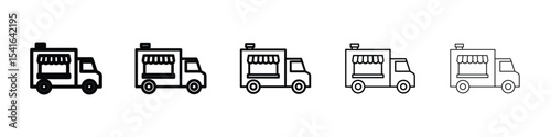 Food truck icon logo in stroke lines collection
