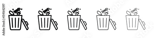 Food waste icon logo in stroke lines collection
