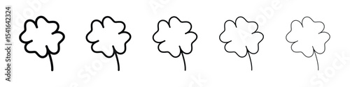 Four leaf clover icon logo in stroke lines collection
