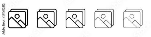 Gallery icon logo in stroke lines collection