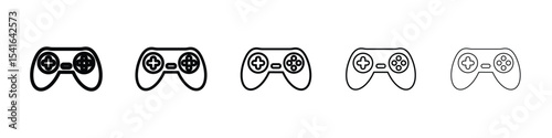 Game controller icon logo in stroke lines collection