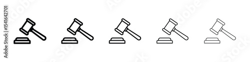 Gavel icon logo in stroke lines collection