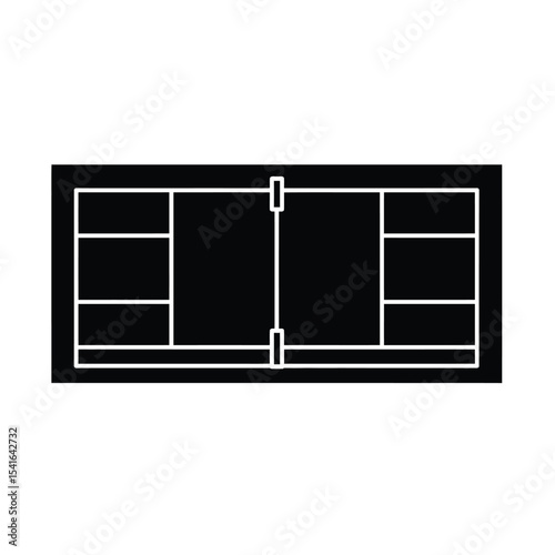 Black Silhouette Badminton Court Aerial View Vector Icon