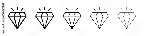 Gem icon logo in stroke lines collection