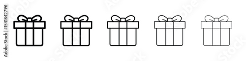 Gift box icon logo in stroke lines collection