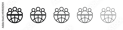 Global leadership icon logo in stroke lines collection