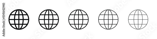 Globe icon logo in stroke lines collection