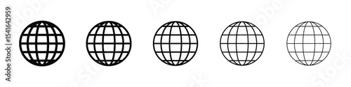 Globe icon logo in stroke lines collection