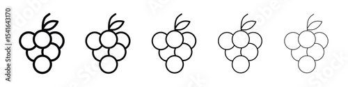 Grapes icon logo in stroke lines collection