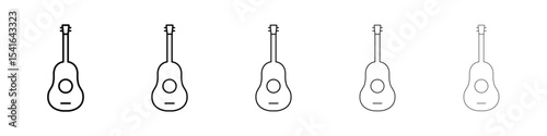 Guitar icon logo in stroke lines collection