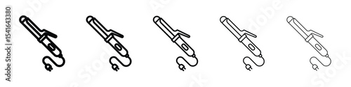 Hair curler icon logo in stroke lines collection