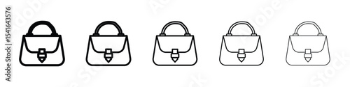 Hand bag icon logo in stroke lines collection