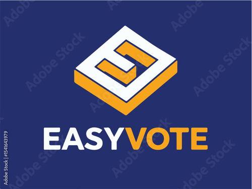 Modern Minimalist EASYVOTE Logo Design with Abstract Elements.eps