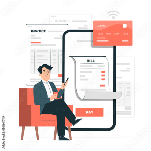 Paying bills concept illustration