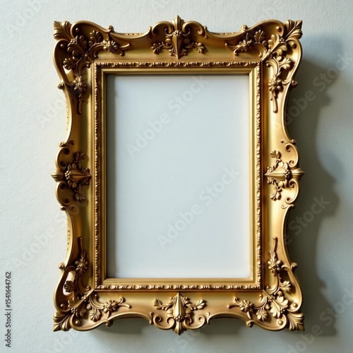 Ornate gold baroque frame, floral details, acanthus leaves, classic, frame