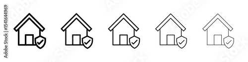 Home insurance icon logo in stroke lines collection