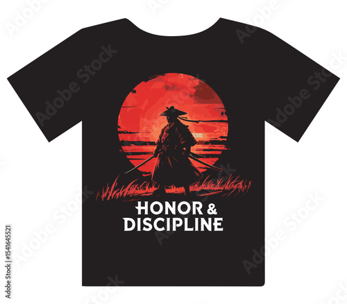  Honor & Discipline Samurai Warrior T-Shirt Design
