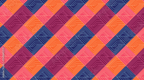 Retro Style Textured 3D Diagonal Diamond Pattern