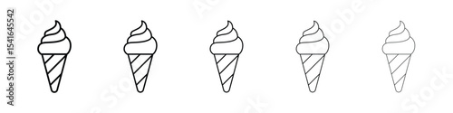 Ice cream cone icon logo in stroke lines collection