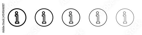 Info icon logo in stroke lines collection
