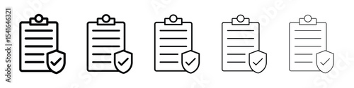 Insurance policy icon logo in stroke lines collection