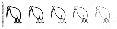 Kiwi bird icon logo in stroke lines collection