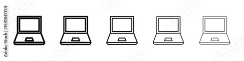 Laptop icon logo in stroke lines collection