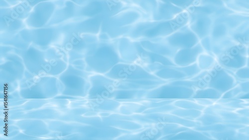 Abstract Light Blue Water Surface with Caustic Reflections Creating a Peaceful Aquatic Backdrop