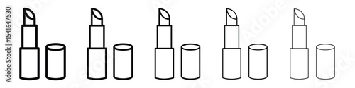 Lipstick icon logo in stroke lines collection