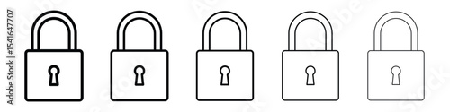 Lock icon logo in stroke lines collection