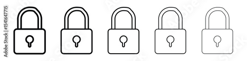 Lock closed icon logo in stroke lines collection