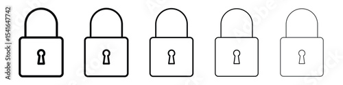 Lock icon logo in stroke lines collection
