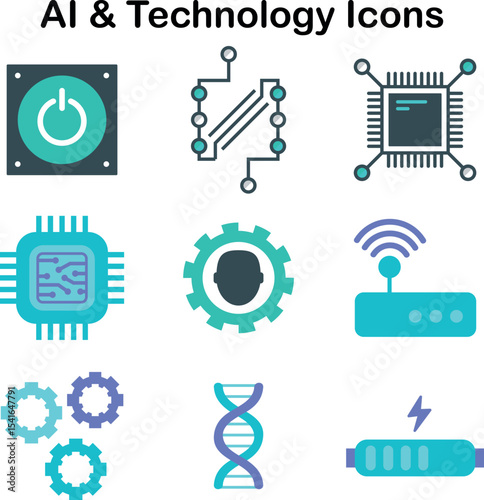 AI and data science icons for intelligent systems and algorithms