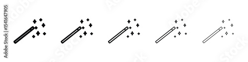 Magic wand icon logo in stroke lines collection