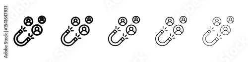 Magnet user icon logo in stroke lines collection