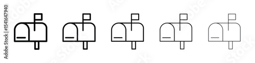Mailbox icon logo in stroke lines collection
