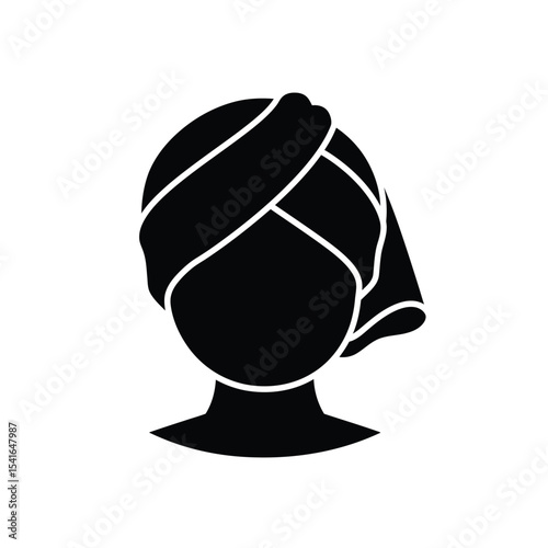 Black Silhouette Vector Cooling Towel Head Wrap Icon
